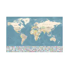 ADAZIO - Vinilo de Mapamundi con Banderas XL - 233cm x 145cm (ancho x alto)