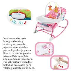 GENERICO - Silla Comedor - Mecedora y Vibradora- 2 En 1 - ROSADA