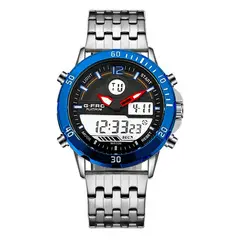 GFORCE - Reloj G-force Original Al176 Digital Acero Hombre Plateado Estuche.