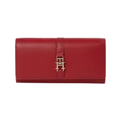 TOMMY HILFIGER - Billetera roja larga con cierre de solapa