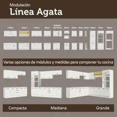 MADESA - Mueble de Cocina Bajo Agata 1.50 m 2 Puertas 2 Cajones con Encimera Blanco