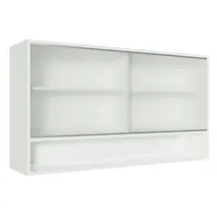 MADESA - Mueble de Cocina Superior Glamy 1.20 m 2 Puertas Corredizas de Cristal 1 Nicho Blanco