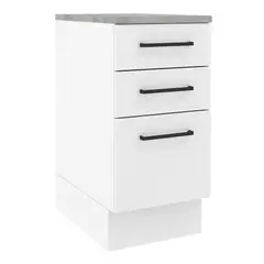 MADESA - Mueble de Cocina Bajo Agata 40 cm 3 Cajones Blanco
