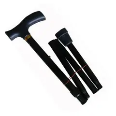 COMPRALOENCASA COM - Bastón plegable portable aluminio antideslizante graduable negro