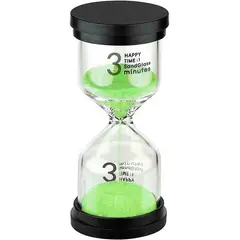 DAYOSHOP - Reloj De Arena 3 Minuto Temporizador Base Negra Decoraciòn