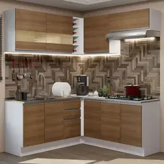 MADESA - Cocina Integral de Esquina Glamy 3.50 m Blanco/Marrón 01