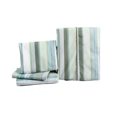 REALTEX - Juego de Sábanas Real Tex Linea Confort Rayas Verdes