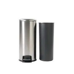 GENERICO - Caneca De Basura -Elegante- 30Litros-Acero Inoxidable- Plata