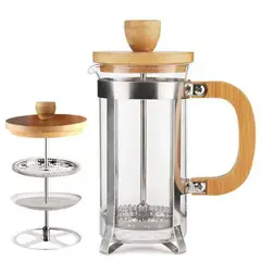 GENERICO - Cafetera Prensa Francesa 350ml En Vidrio-Filtro Acero Inoxidable-Bambú