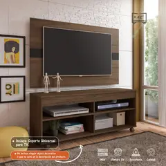 BERTOLINI - Panel Mueble de TV 42 Incluye Soporte Color Marron con Negro