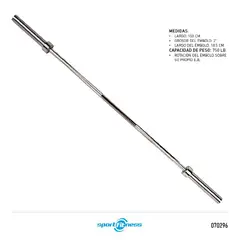 SPORTFITNESS - BARRA PARA PESAS 150 CM OLÍMPICAS SPORT FITNESS