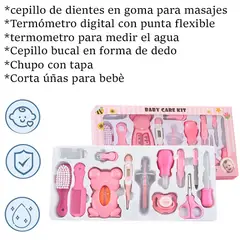 GENERICO - Kit de aseo para bebé, 13 piezas  Kit Portátil - ROSADO