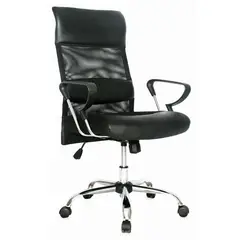 ZER - SILLA LIBERIA CUERINA BRAZOS FIJOS BASE CROMADA ERGONOMICA