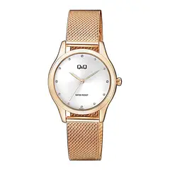 Q&Q - Reloj de moda para mujer oro rosa + caja