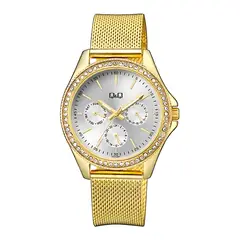 Q&Q - Reloj de moda para mujer dorado + caja