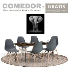 EKONOMODO COLOMBIA - Mesa de comedor Artek 6 sillas eames gris - GRATIS cuadro 70x50