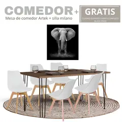 EKONOMODO COLOMBIA - Mesa de comedor Artek miel+ Set x 6 silla milano B GRATIS cuadro 70x50