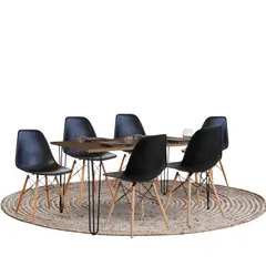 EKONOMODO COLOMBIA - Mesa De Comedor Artek Miel + 6 Silla Eames negras + Gratis Cuadro 70x50