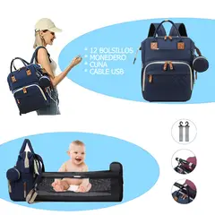 LANZURY IMPORTACIONES - Pañalera Multifuncional Para Bebés Cuna Impermeable - Azul-