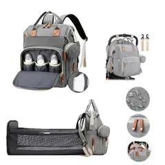 LANZURY IMPORTACIONES - Pañalera Multifuncional Para Bebés Cuna Impermeable - Gris-