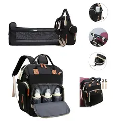 LANZURY IMPORTACIONES - Pañalera Multifuncional Para Bebés Cuna Impermeable - Negra-
