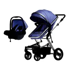 KIDSHOP - Coche Tipo Moises Paseador SillaCarro PortaBebe Toldo Azul