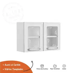 BERTOLINI - Mueble Superior de Cocina En Acero Con Vidrio 80 Cm Evidence Blanco