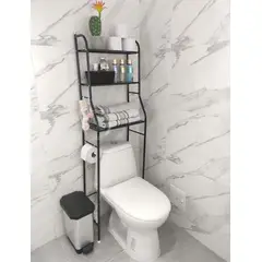 INDUHOGAR - Organizador de baño negro ahorrador de espacio marca