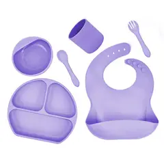 GENERICO - Set De Alimentación Por 6 Piezas Para Bebe - Morado