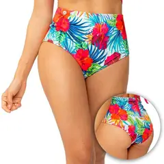 PRAIE - Panty Alto de Vestido de Baño 1511B4 Biflora Control Abdomen