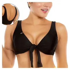 PRAIE - Top de Vestido de Baño 2030A Negro Amarre Frontal Moño
