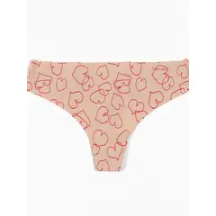 CALVIN KLEIN - Pantie Beige Tipo Tanga Estampada Invisible