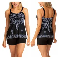 PRAIE - Vestido de Baño Tankini 2123 Negro Ornato