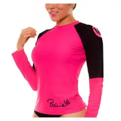 PRAIE - Buzo de Vestido de Baño 2033A Fucsia Mix Manga Larga