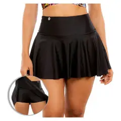 PRAIE - Falda Short de Vestido de Baño 0003 Negro Boleros Control