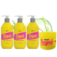 GENERICO - Kit tongolé rizos poción shampoo tratamiento leave on mascarilla