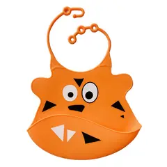 ENFANT'ASY - Baberos Silicona con bolsillo para bebes Tigre Naranja