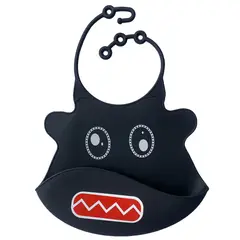 ENFANT'ASY - Baberos Silicona con bolsillo para bebes Monstruo Negro