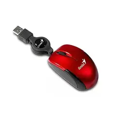 GENIUS - Mini mouse micro traveler óptico retráctil usb Rojo
