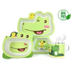 BABY ON - Juego De Vajilla Infantil Fibra De Bambú Para Niño Cocodrilo