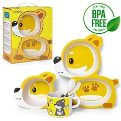 BABY ON - Juego De Vajilla Infantil Fibra De Bambú Para Niños Perrito