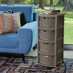 RIMAX - Cajonero Apariencia Rattan 4 Gavetas Altas - Mocca