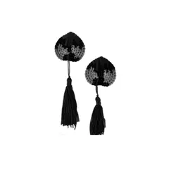 GENERICO - Pezonera sexy pegatina corazón lentejuelas Lencería erótica Negra