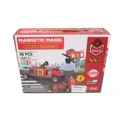MARKET TOYS - Arma todo bloques de armar carro de bombero 36 pcs magnético