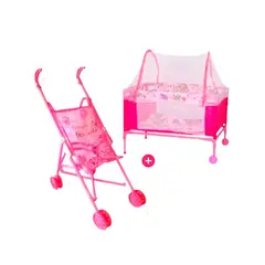 GENERICO - Coche con corral cuna de Juguete Muñecas Niñas.