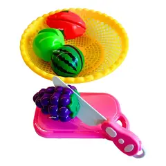 MARKET TOYS - Set de frutas y verduras infantiles con velcro para cortar