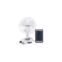 GENERICO - Abanico Recargable De Mesa 12 Con Panel Solar Ac/dc