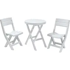 RIMAX - Combo Plegable Barú (Mesa Redonda + 2 Sillas) - Gris Hielo