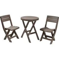 RIMAX - Combo Plegable Barú (Mesa Redonda + 2 Sillas) - Mocca