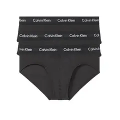 CALVIN KLEIN - Pack de 3 Hip Brief Negros - Cotton Stretch